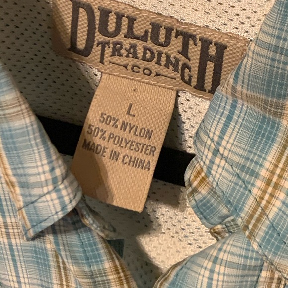 L light teal plaid duluth trading mens shirt - Picture 3 of 10